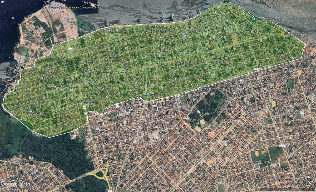 Área de cobertura projetada em Santarém